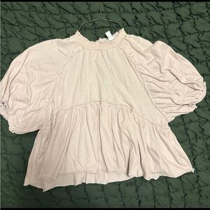 Urban Outfitters Soft Blush Feminine & Flowy Babydoll Blouse